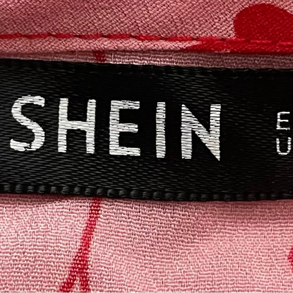 SHEIN pink red heart print all over crop top, size S Barbiecore festival summer - Picture 5 of 14